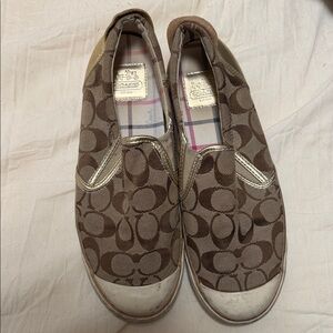 Coach Tan and Cream Slip-On Shoes